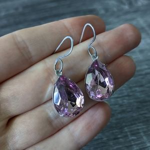 Pink gemstone drop earrings